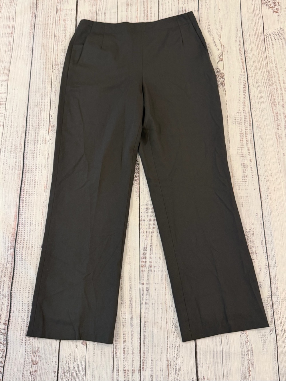 Talbots Stretch Gray Dress Pants Women Size 10 Lined Side Zip 94% Wool Career